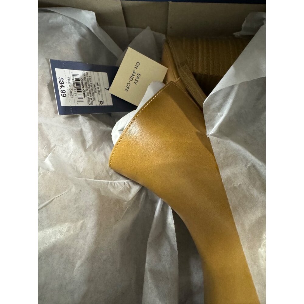 NIB Universal Threads Women's Tan Leather Block Heel‎ Mules Size 7 - Picture 6 of 8
